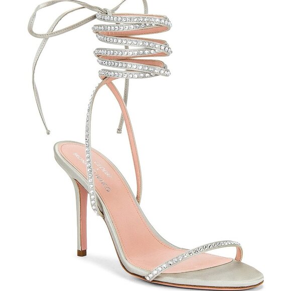 NEW Bronx and Banco X REVOLVE Anna Silver Rhinestone Vamp Heels Silver Size 8.5 - Picture 3 of 13